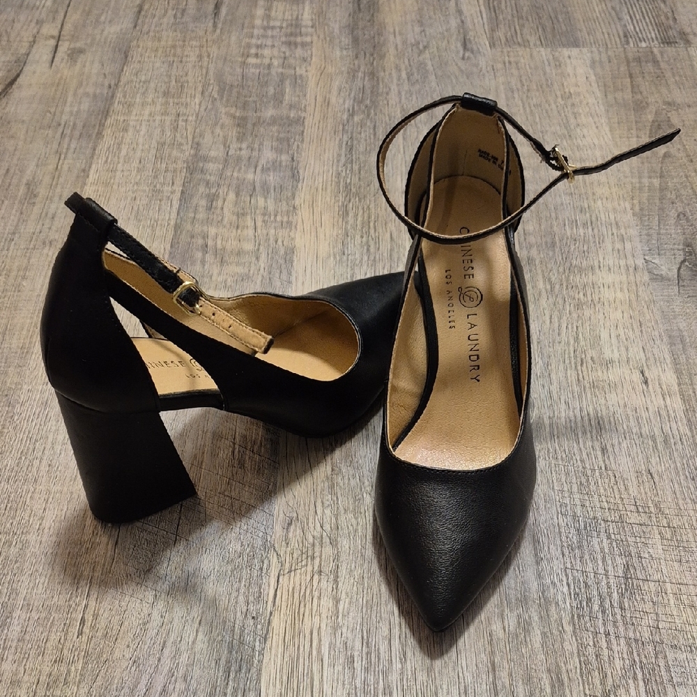 Chinese Laundry Black Ankle Strap Heels